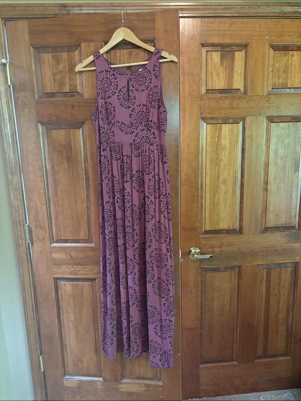 LOFT Dusty Mauve Sleeveless Maxi Dress with Black Floral Motif